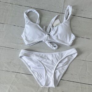 BECCA White Ribbed Bikini Set NWT